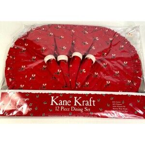 Red Holiday Placemat and Napkin Set with Rings Very Vintage Kane Kraft